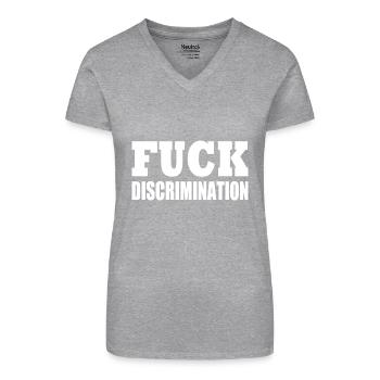 Fuck discrimination - T-shirt bio col V Femme - noir - Devant
