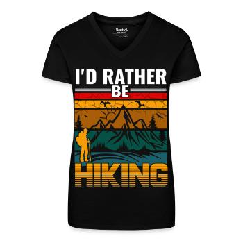 Wandern - Bio Frauen T-Shirt mit V-Ausschnitt - Schwarz - Vorne