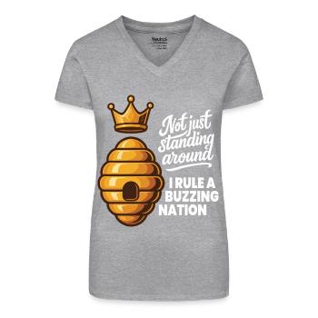 Not Just Standing Around I Rule A Buzzing Nation - Bio Frauen T-Shirt mit V-Ausschnitt - Schwarz - Vorne