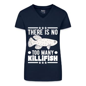 Killifish Oeuf Tooth Donut Aquarium - T-shirt bio col V Femme - bleu foncé - Devant