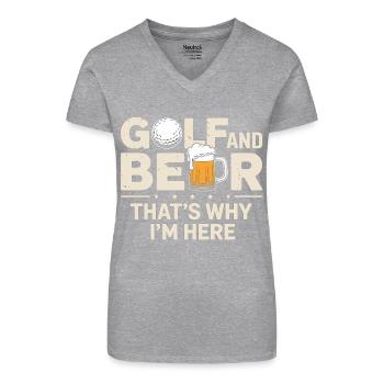 Chemise de golf et de bière - T-shirt bio col V Femme - noir - Devant