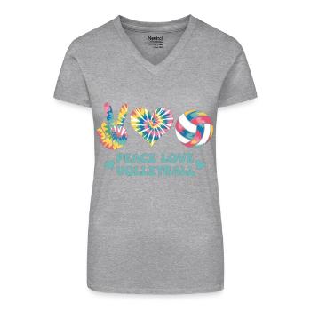 Peace Love Volleyball - T-shirt bio col V Femme - noir - Devant