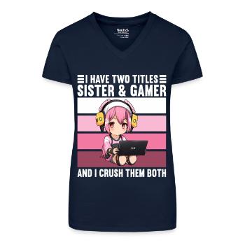 Gaming Console PC Gamer Girl Gamer Girl - Organic Women's V-Neck T-Shirt - navy blue - Front