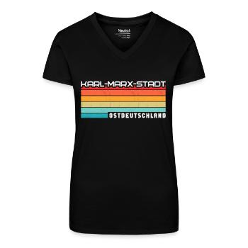 Karl Marx Städter Städterin Karl Marx Stadt - Bio Frauen T-Shirt mit V-Ausschnitt - Schwarz - Vorne