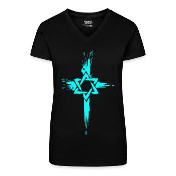 Messianische Juden Judenchristen Davidstern Kreuz - Bio Frauen T-Shirt mit V-Ausschnitt - Schwarz - Vorne
