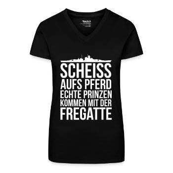Echte Prinzen - Bio Frauen T-Shirt mit V-Ausschnitt - Schwarz - Vorne