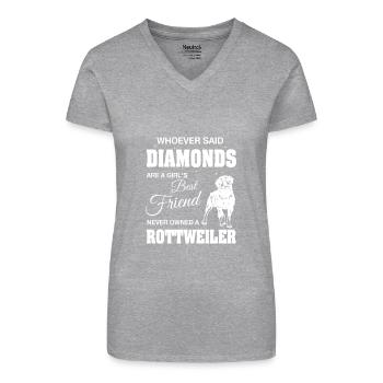 Said Diamonds best Friend.Never owned a Rottweiler - T-shirt bio col V Femme - noir - Devant