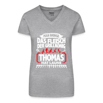 THOMAS - Grill - Bio Frauen T-Shirt mit V-Ausschnitt - Schwarz - Vorne