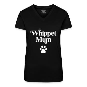 Whippet Mum - T-shirt bio col V Femme - noir - Devant
