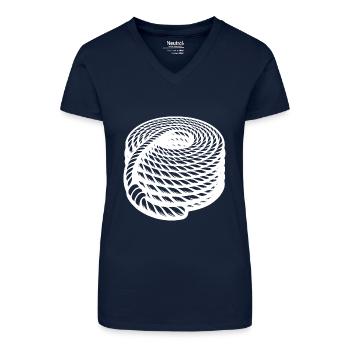 Braided Rope Rolled Maritime Rope Design - Organic Women's V-Neck T-Shirt - navy blue - Front