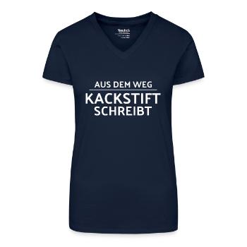Caca - T-shirt bio col V Femme - bleu foncé - Devant