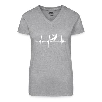 Heartbeat pour le handball - Vintages Handball Design - T-shirt bio col V Femme - noir - Devant