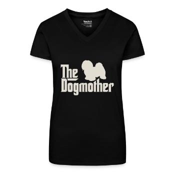 The Dogmother - Havaneser Malteser Shih Tzu - Bio Frauen T-Shirt mit V-Ausschnitt - Schwarz - Vorne