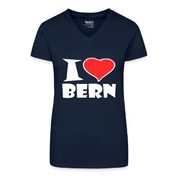 Bern - Organic Women's V-Neck T-Shirt - navy blue - Front