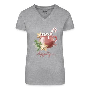 Hot Cacao, hygge, hyggelig - Bio Frauen T-Shirt mit V-Ausschnitt - Schwarz - Vorne