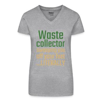 Collecteur de déchets Saint-Valentin Vous balaie - T-shirt bio col V Femme - noir - Devant