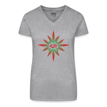 420 Cannabis - Hanf - Marihuana - Weed - Marijuana - Bio Frauen T-Shirt mit V-Ausschnitt - Schwarz - Vorne