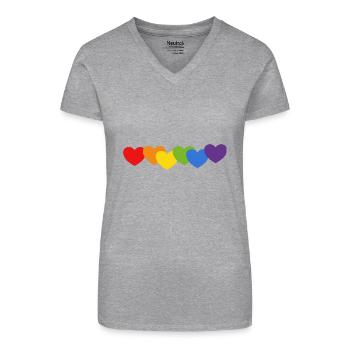 Regenbogen Herzen Pride Flagge Farben - Bio Frauen T-Shirt mit V-Ausschnitt - Schwarz - Vorne