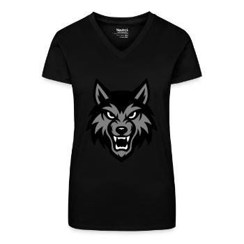 Wolf Kopf Tier - Bio Frauen T-Shirt mit V-Ausschnitt - Schwarz - Vorne