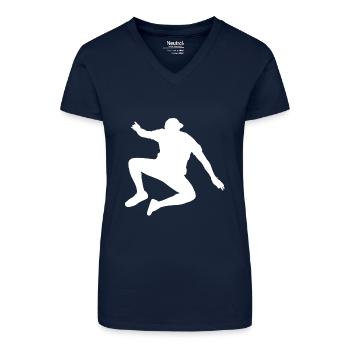 Cooles Motiv: Freerunning Springer - Bio Frauen T-Shirt mit V-Ausschnitt - Dunkelblau - Vorne
