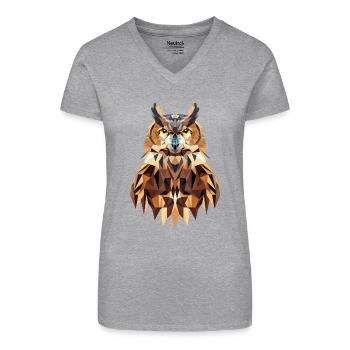 Eule Polygon - Geometrische Wildlife Uhu Natur - Bio Frauen T-Shirt mit V-Ausschnitt - Schwarz - Vorne