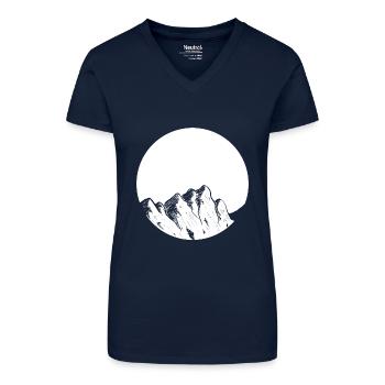 Montagnes Montagnes Lune Randonnée au clair de lune montagnes - T-shirt bio col V Femme - bleu foncé - Devant