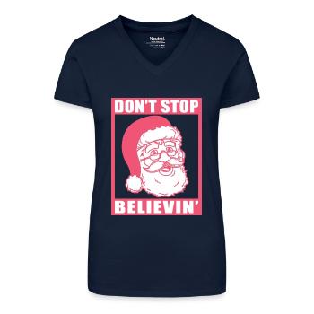 Noël Noël n’arrêtez pas Believin' Cadeau de Noël - T-shirt bio col V Femme - bleu foncé - Devant