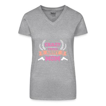 Crazy Proud Army Moms - Bio Frauen T-Shirt mit V-Ausschnitt - Schwarz - Vorne