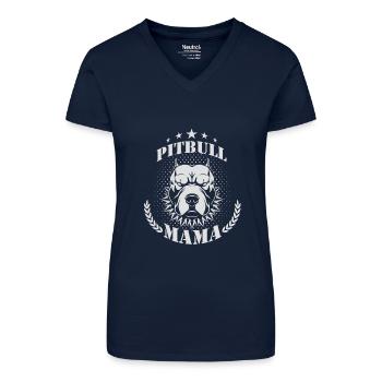 Pitbull mama - Bio Frauen T-Shirt mit V-Ausschnitt - Dunkelblau - Vorne