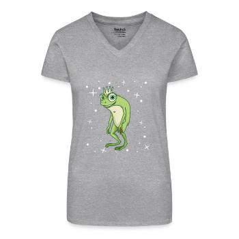 Grenouille Chemise Prince - T-shirt bio col V Femme - noir - Devant