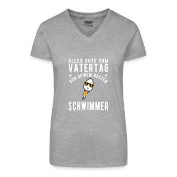 Geschenk zum Vatertag Bester Schwimmer - Bio Frauen T-Shirt mit V-Ausschnitt - Schwarz - Vorne