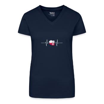 Pologne Heartbeat EKG Heartbeat Vintage Retro - T-shirt bio col V Femme - bleu foncé - Devant