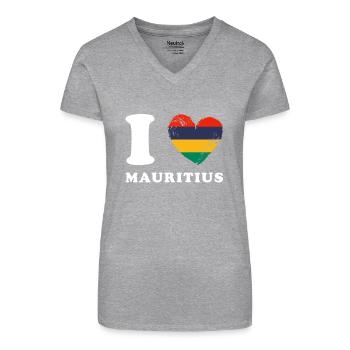 J’adore l’île Maurice - T-shirt bio col V Femme - noir - Devant