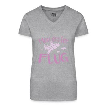 Mein Erster flug mädchen - Bio Frauen T-Shirt mit V-Ausschnitt -  - Vorne