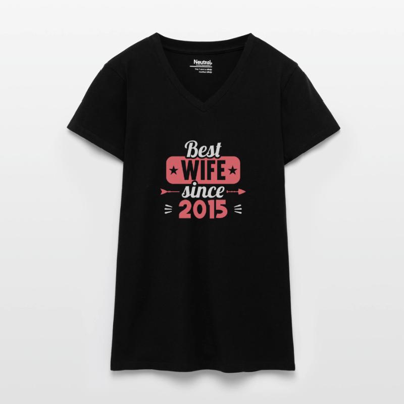 Beste Ehefrau Bester Ehemann seit 2015 Bio Frauen T-Shirt mit V-Ausschnitt