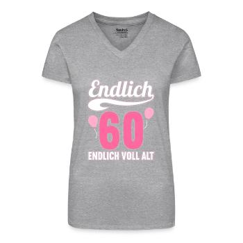 Endlich 60 Jahre endlich voll alt 60 Geburtstag - Bio Frauen T-Shirt mit V-Ausschnitt - Schwarz - Vorne