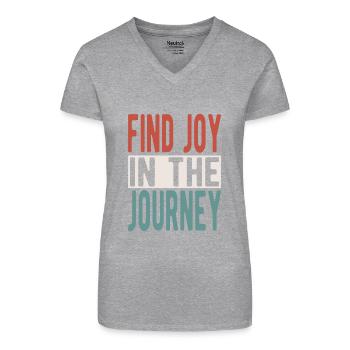 Trouvez de la joie dans le voyage - T-shirt bio col V Femme - noir - Devant