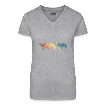 Kamele Tiere Dromedar Wüstentier - Bio Frauen T-Shirt mit V-Ausschnitt - Schwarz - Vorne