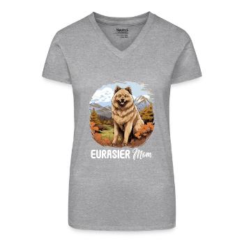 Hund Eurasier - Bio Frauen T-Shirt mit V-Ausschnitt - Schwarz - Vorne