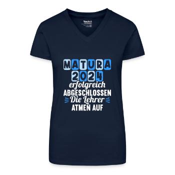 Matura Jeunes Filles Femmes et Hommes Matura 2024 - T-shirt bio col V Femme - bleu foncé - Devant