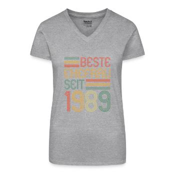 Meilleure épouse depuis 1989 35e anniversaire de mariage - T-shirt bio col V Femme - noir - Devant