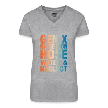 Die Generation X ist mit Schlauchwasser und Vernachlässigung aufgewachsen - Bio Frauen T-Shirt mit V-Ausschnitt - Schwarz - Vorne