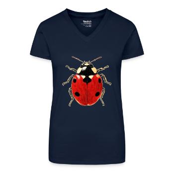 Ladybug Ladybug Insects Colorful Cute Ladybugs - Organic Women's V-Neck T-Shirt - navy blue - Front