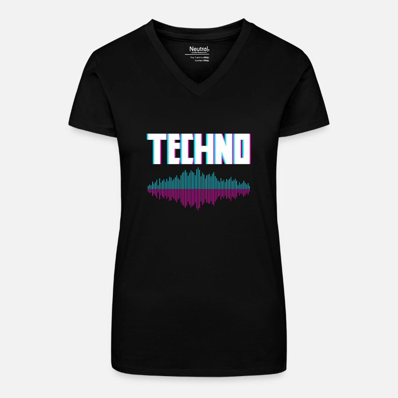 Techno Waves for Techno Lovers - Organic Women's V-Neck T-Shirt - black