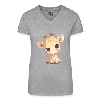 Girafes Girafe - T-shirt bio col V Femme - noir - Devant
