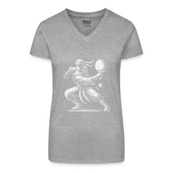 Ninja Tischtennis Meister Lustiges Motiv - Bio Frauen T-Shirt mit V-Ausschnitt - Schwarz - Vorne