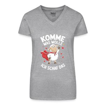 Komme was wolle ich schaf das Motivation Optimist - Bio Frauen T-Shirt mit V-Ausschnitt - Schwarz - Vorne
