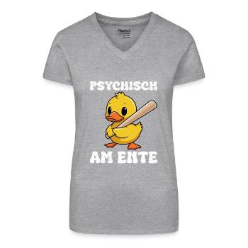 Faschings Party PSYCHISCH AM ENTE Lustiges - Bio Frauen T-Shirt mit V-Ausschnitt - Schwarz - Vorne