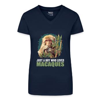Macaque Macaque - Organic Women's V-Neck T-Shirt - navy blue - Front
