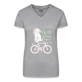 Ostern Hase mit Fahrrad - Bio Frauen T-Shirt mit V-Ausschnitt - Schwarz - Vorne